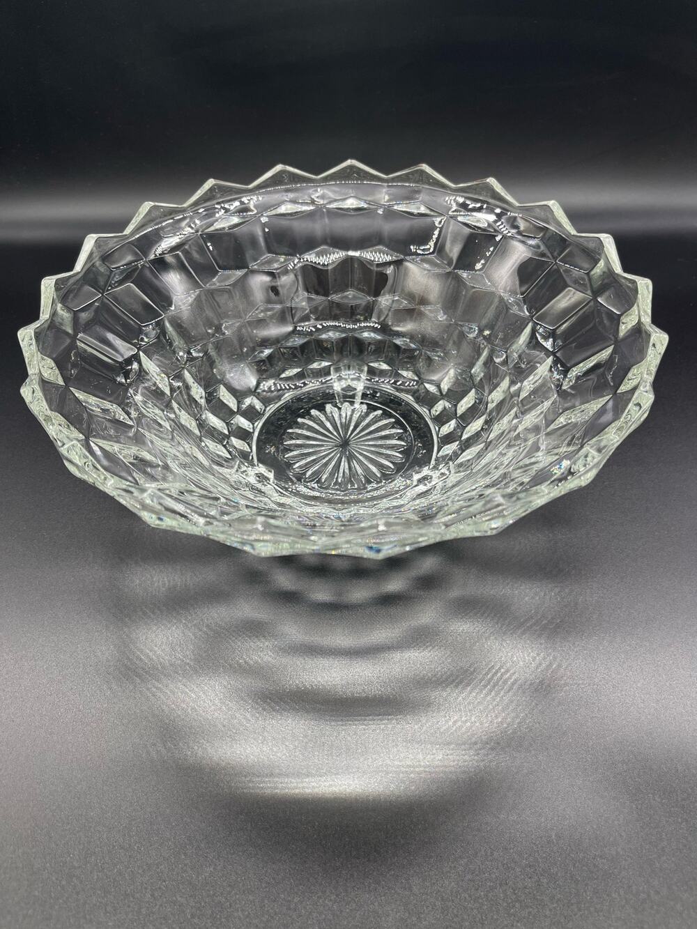 Colony Whitehall Clear 3 Footed Bowl Indiana Glass Cube Pattern